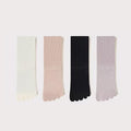 Women's Crew Socks Long Staple Cotton 5 Pairs Split Toe Five Finger Solid Color
