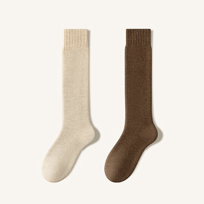 Men's Extra Thick Wool Fleece Lined Calf Socks - Thermal Solid Color Winter Socks 2 Pack