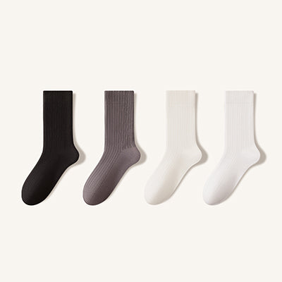Women's Premium Cotton Crew Socks - Soft Textured Solid Color 5 Pack