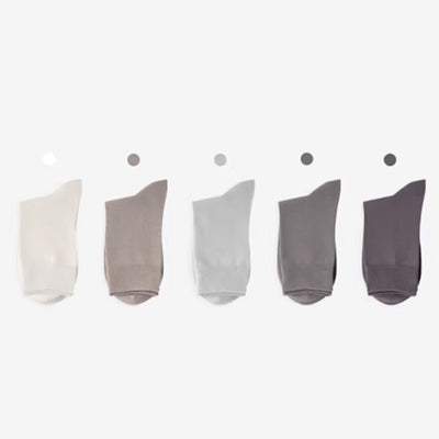Men's Crew Socks Long Staple Cotton 5 Pairs Solid Color