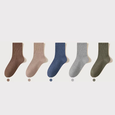 Men's Crew Socks - Premium Long Staple Cotton 5 Pairs Pack | Solid Color