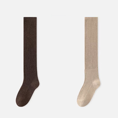 Women's Calf Socks Wool 2 Pairs Solid Color