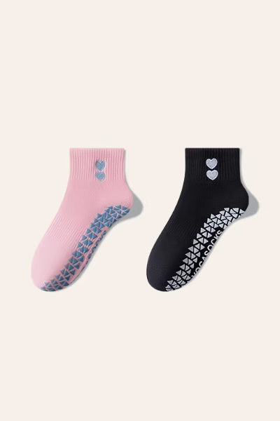 Women's Ankle Yoga Socks Long Staple Cotton 1 Pair Silicone Gripper Sole