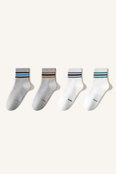 Men's Crew Sports Fitness Socks Long Staple Cotton Striped