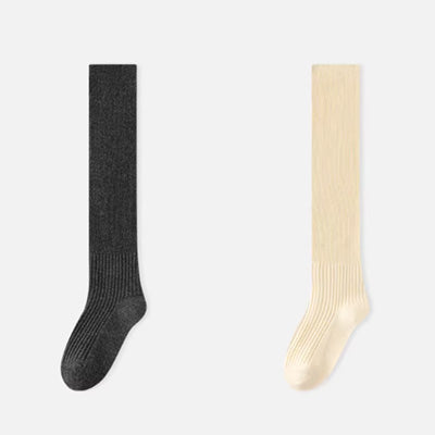 Women's Calf Socks Wool 2 Pairs Solid Color