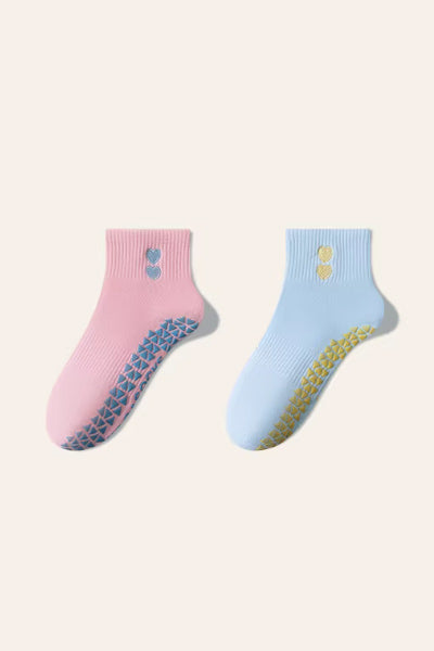 Women's Ankle Yoga Socks Long Staple Cotton 1 Pair Silicone Gripper Sole