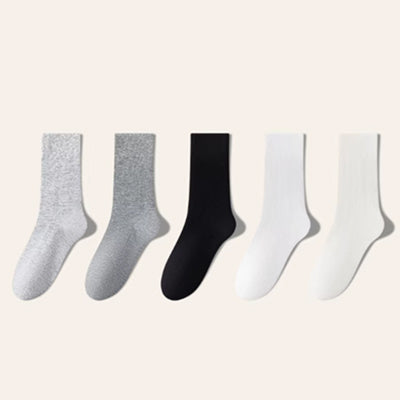 Women's Crew Socks - Premium Long Staple Cotton 5 Pairs Pack | Textured Solid Color