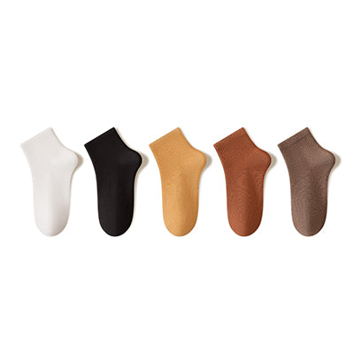 Women's Cotton Crew Socks - Solid Color Winter Socks 5 Pack