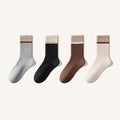 Women's Crew Socks Long Staple Cotton Winter Extra Thick Terry Lined 4 Pairs Thermal Striped