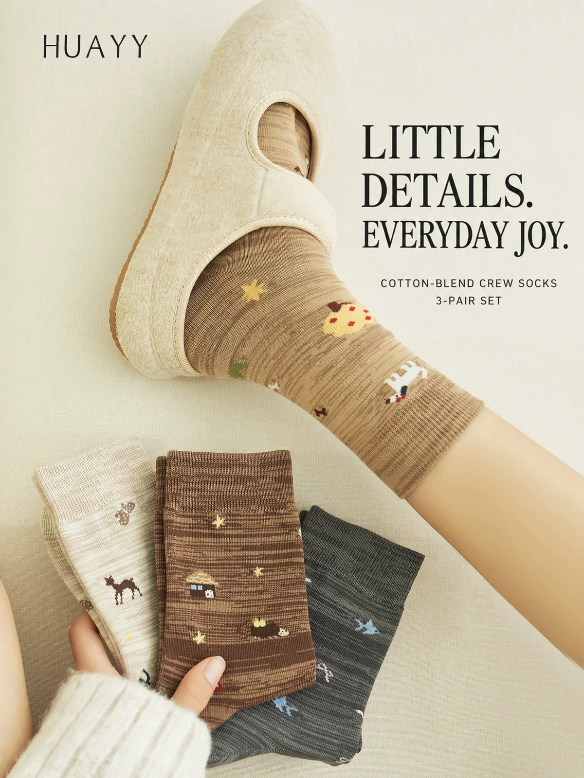 Women's illustrated cotton-blend crew socks — g1