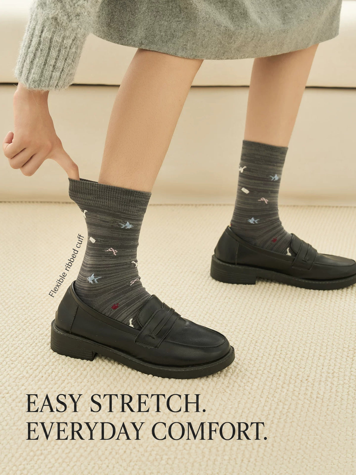 Women's illustrated cotton-blend crew socks — g3