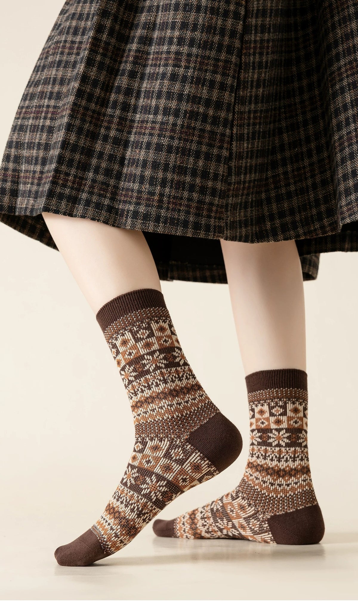 Women's cotton-rich Fair Isle crew socks — d39