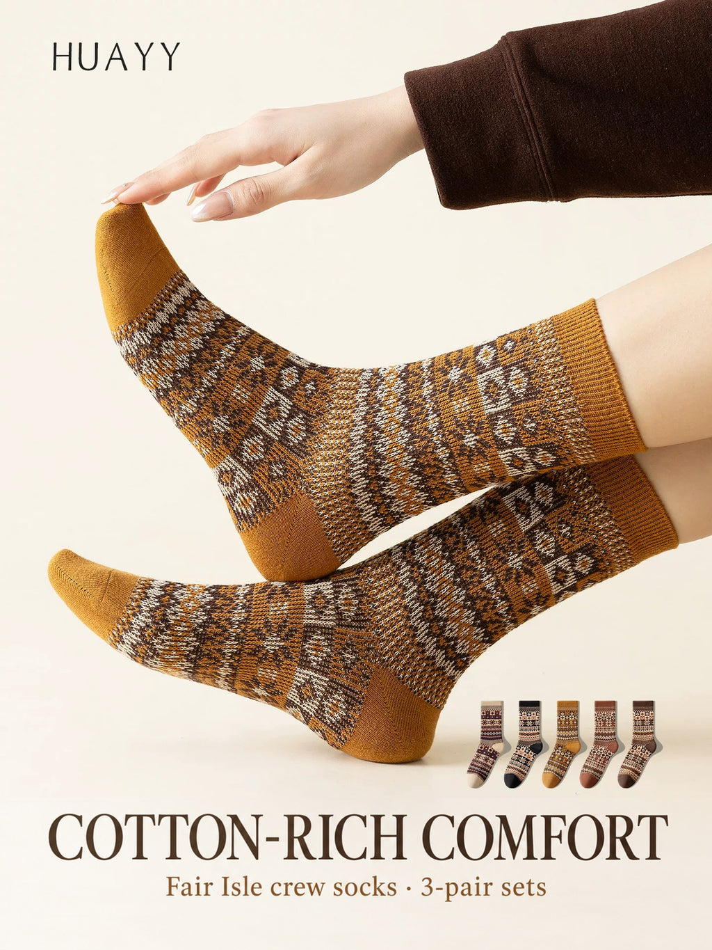 Women's cotton-rich Fair Isle crew socks — g3