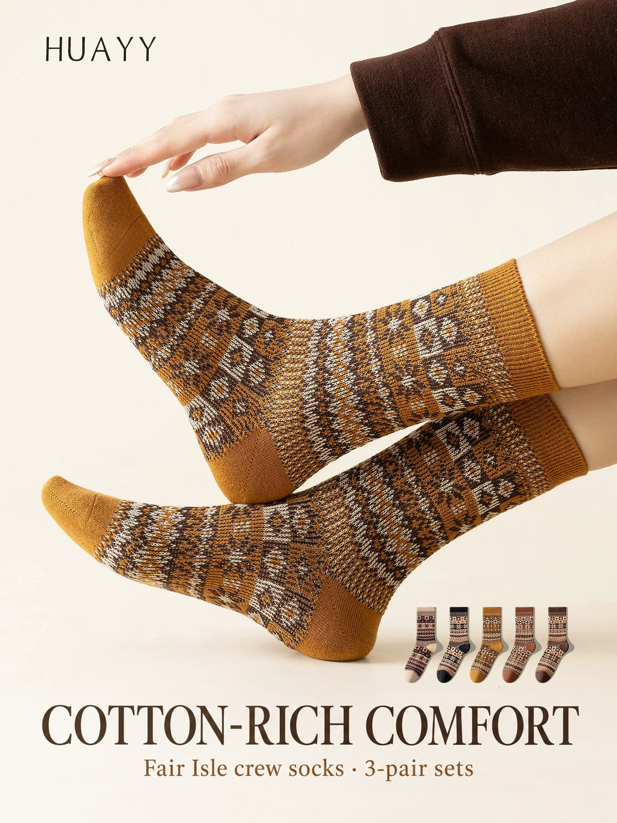 Women's cotton-rich Fair Isle crew socks — g3