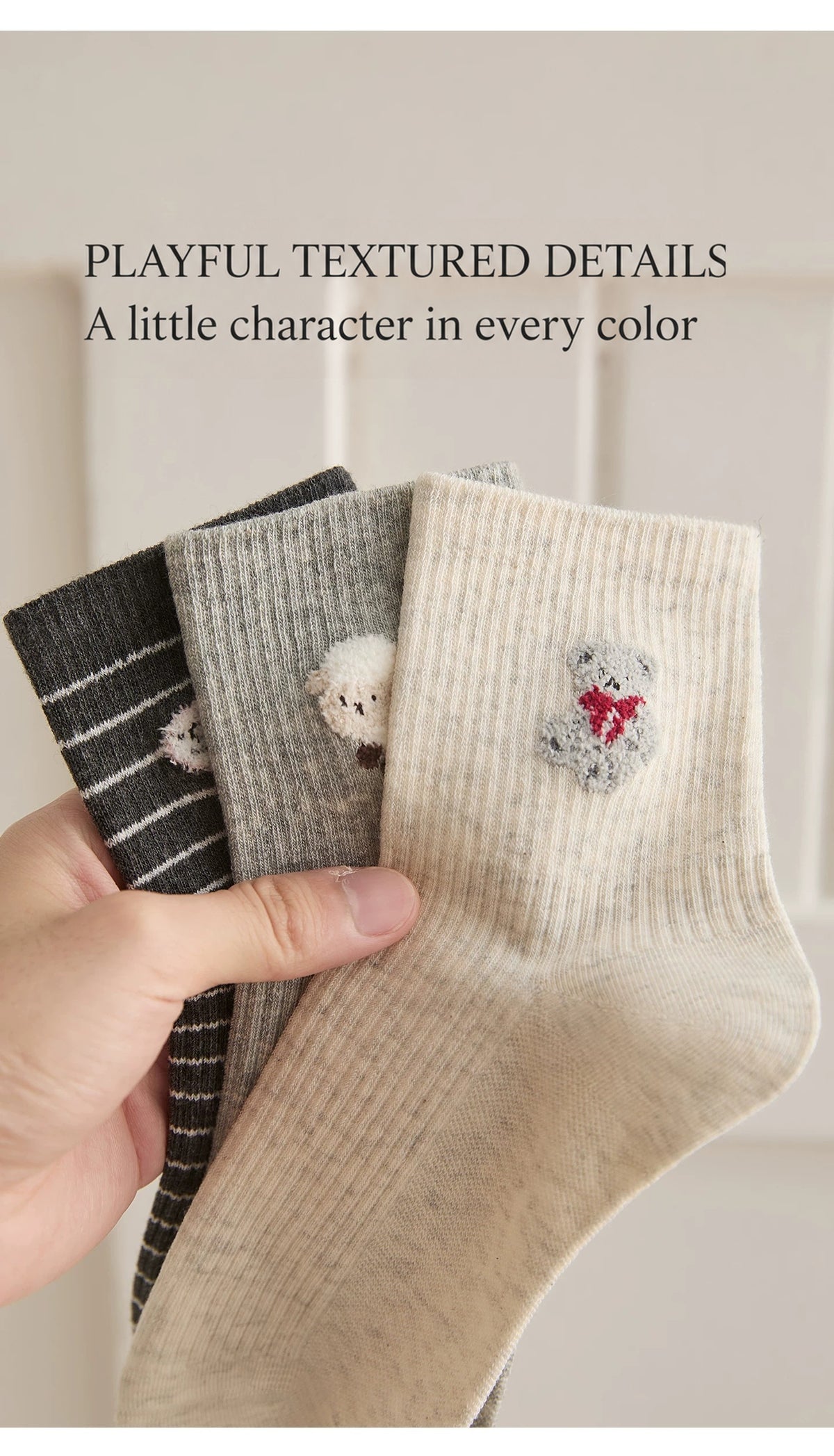 English main image 3 Playful character cotton crew socks